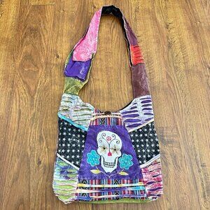 Rising international Skull and Flowers Hippie Peace Cotton Bag